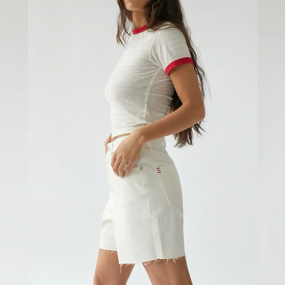 BDG 90’s long  short Bermuda denim white high waisted shorts 25 Urban Outfitters